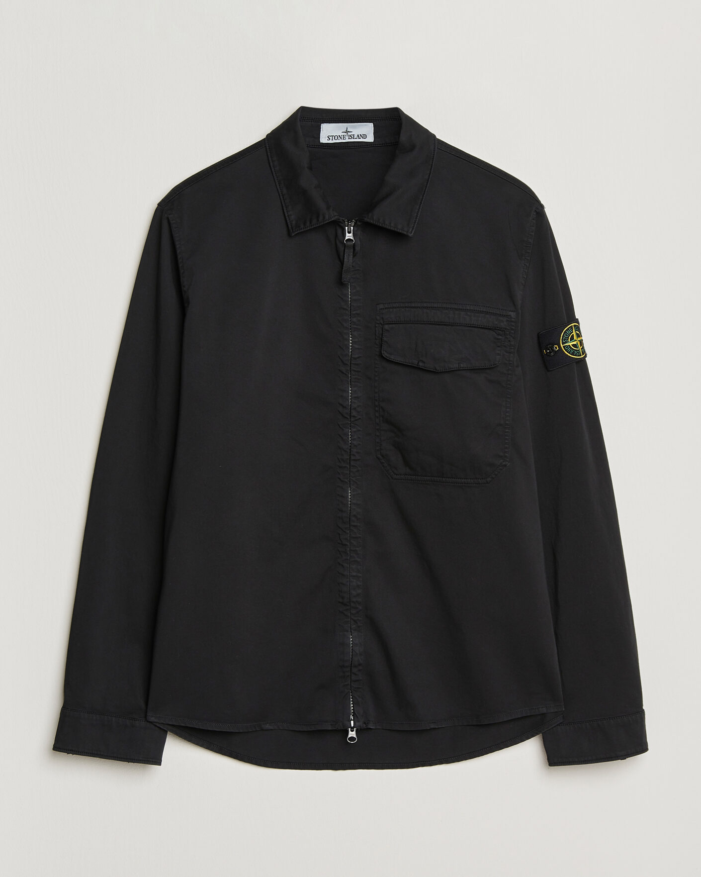 Mies | Kauluspaidat | Stone Island | Cotton Stretch Zip Overshirt Black