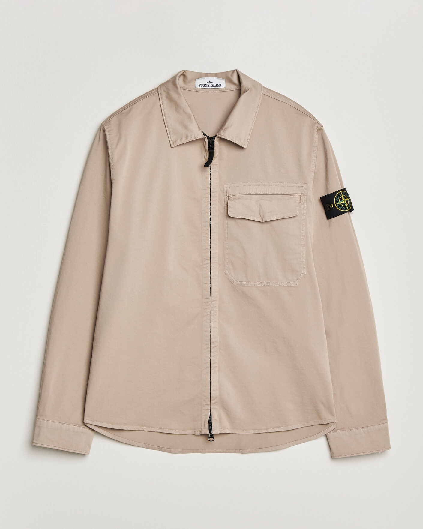 Mies | Kauluspaidat | Stone Island | Cotton Stretch Zip Overshirt Desert