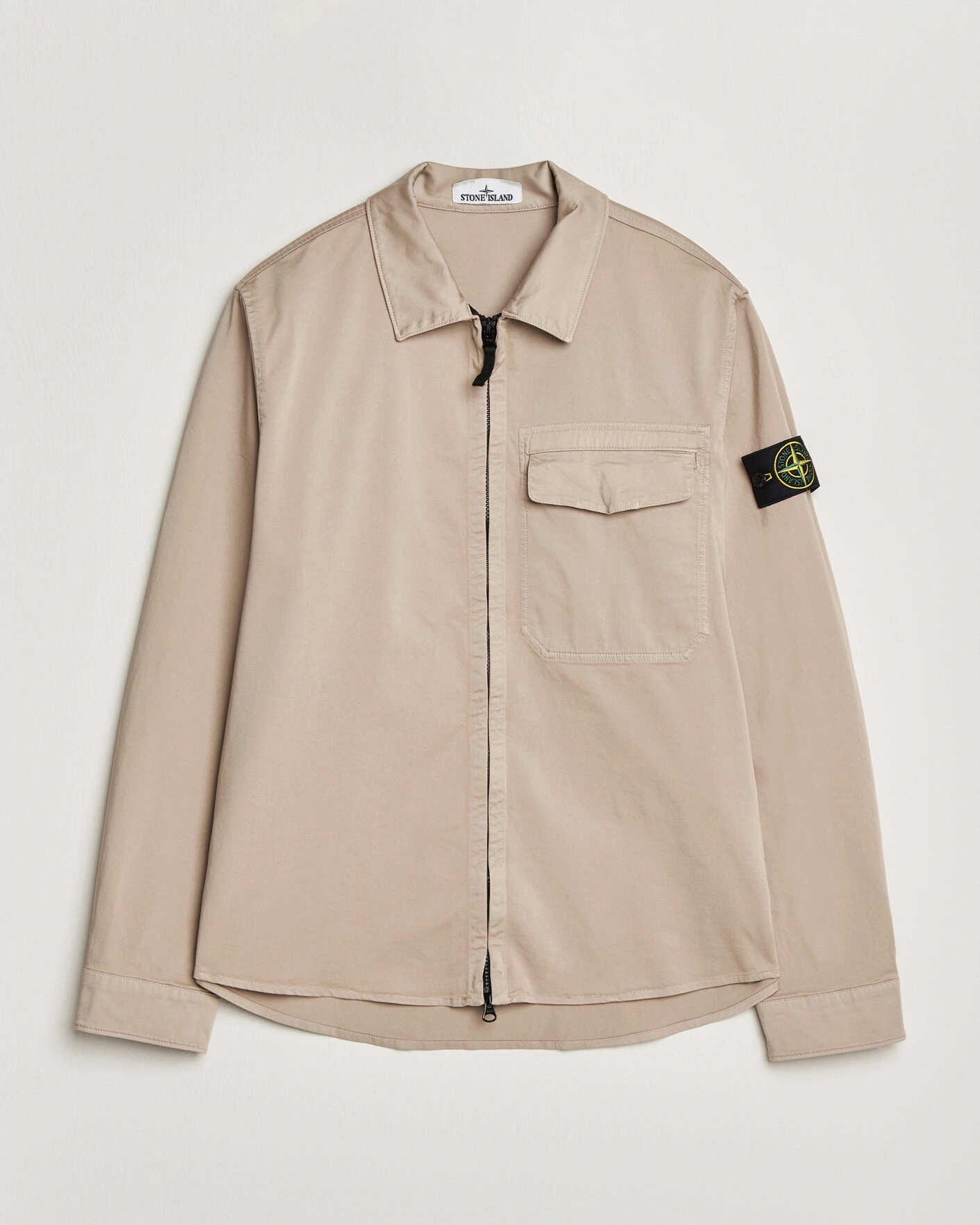 Mies | Kauluspaidat | Stone Island | Cotton Stretch Zip Overshirt Desert