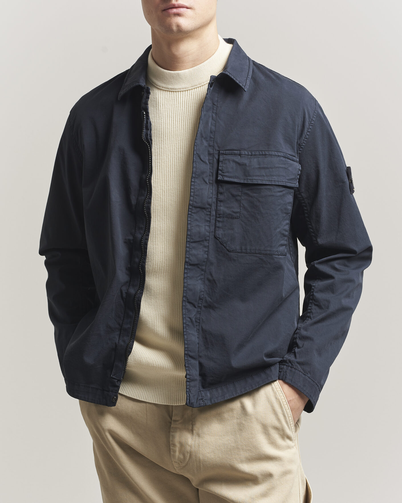 Mies | Takit | Stone Island | Organic Cotton Twill Overshirt Navy