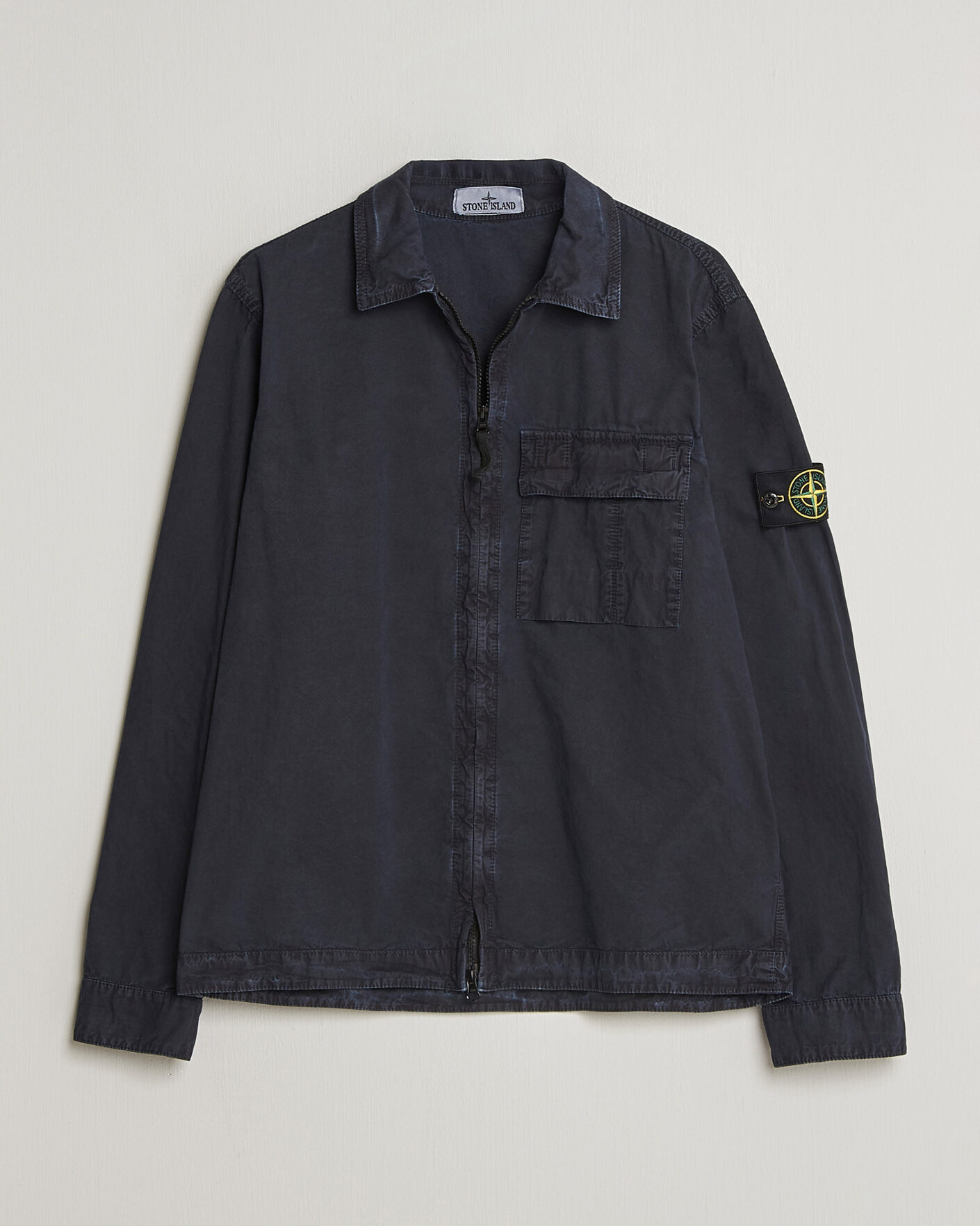 Mies | Kauluspaidat | Stone Island | Brushed Cotton Canvas Zip Overshirt Navy