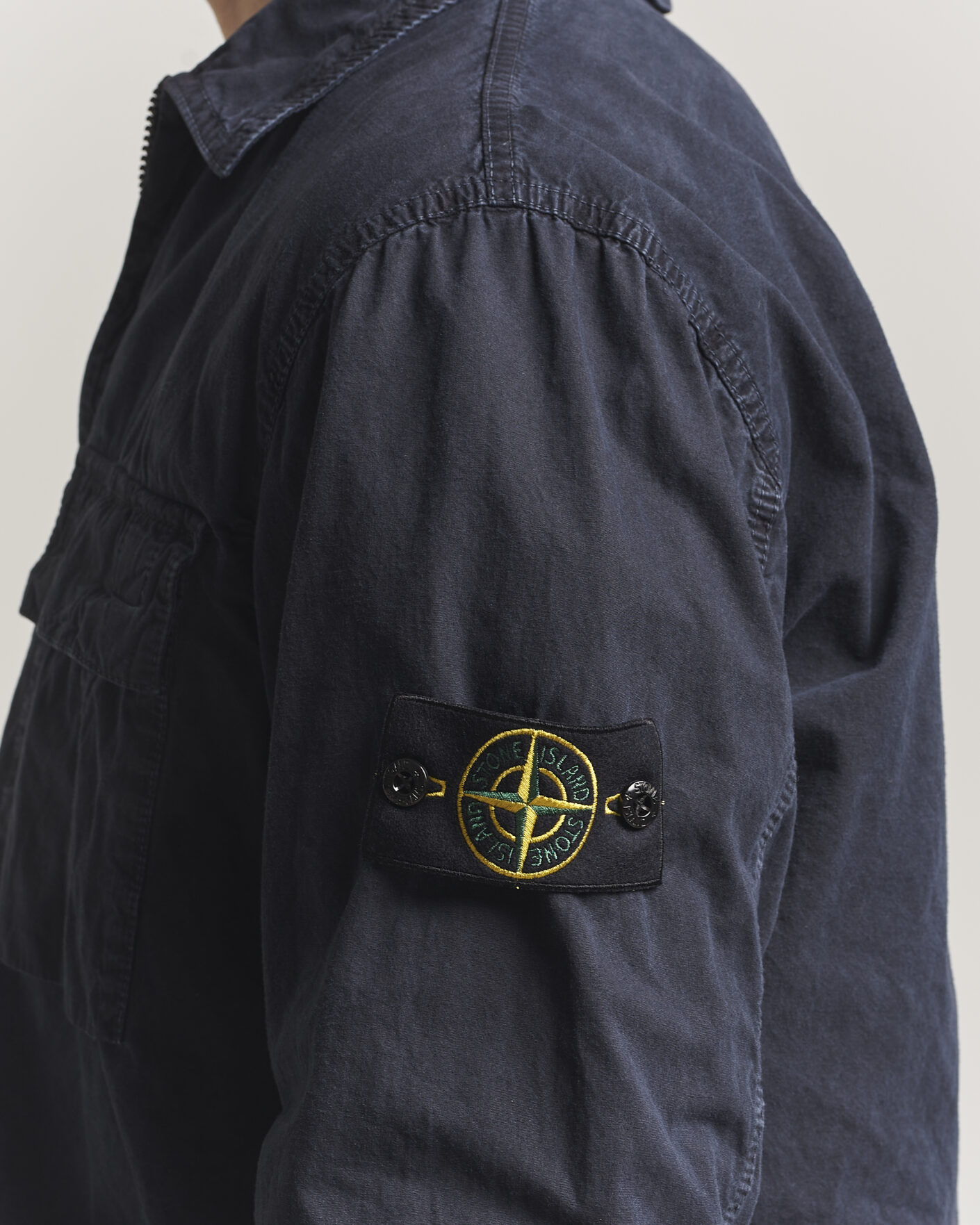 Mies | Kauluspaidat | Stone Island | Brushed Cotton Canvas Zip Overshirt Navy