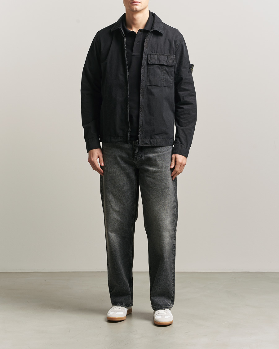 Mies | Kauluspaidat | Stone Island | Brushed Cotton Canvas Zip Overshirt Black