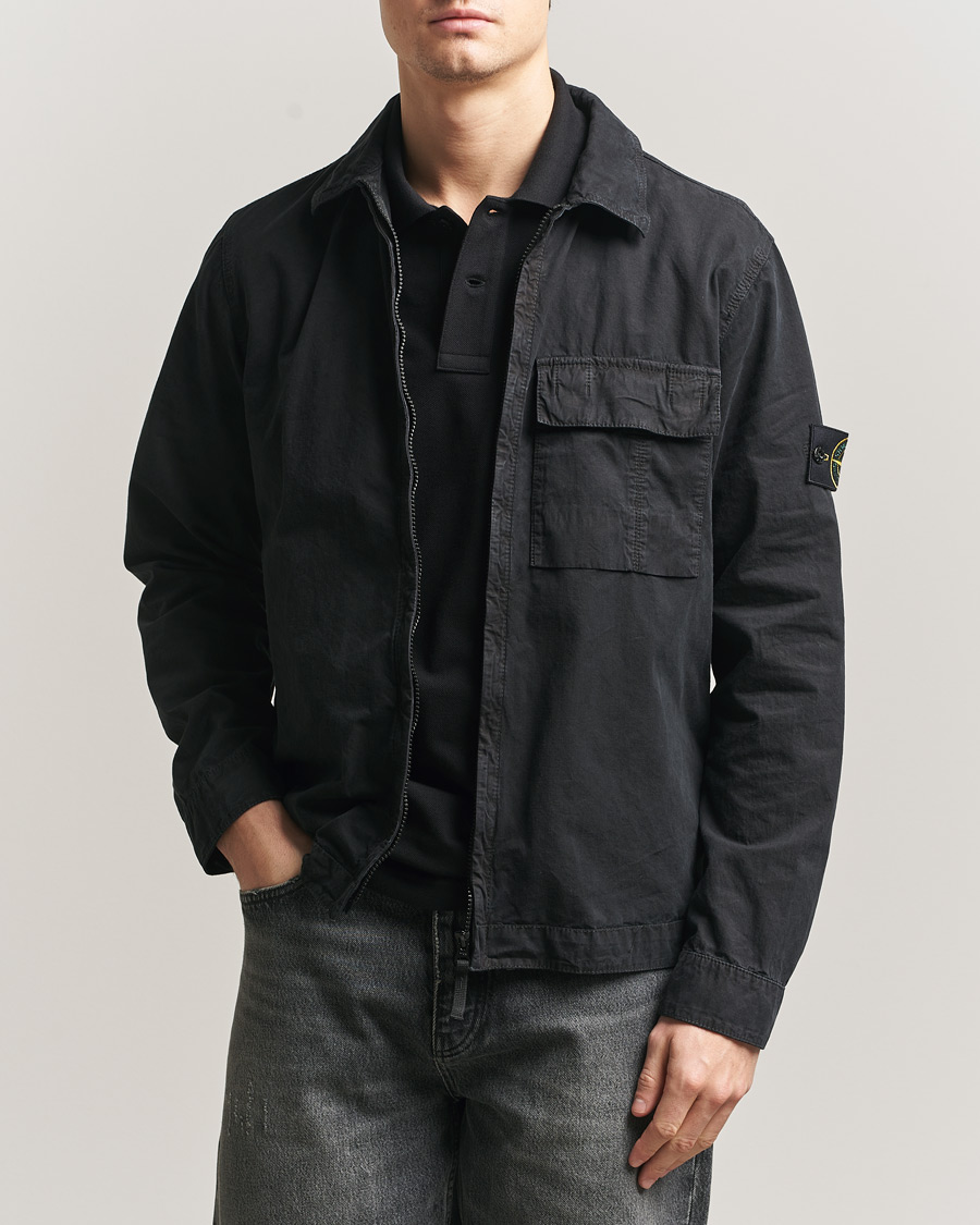 Mies | Kauluspaidat | Stone Island | Brushed Cotton Canvas Zip Overshirt Black