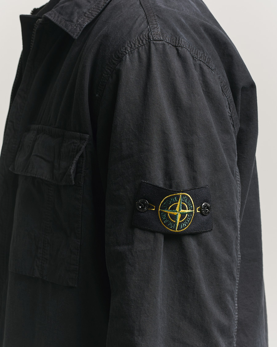 Mies | Kauluspaidat | Stone Island | Brushed Cotton Canvas Zip Overshirt Black
