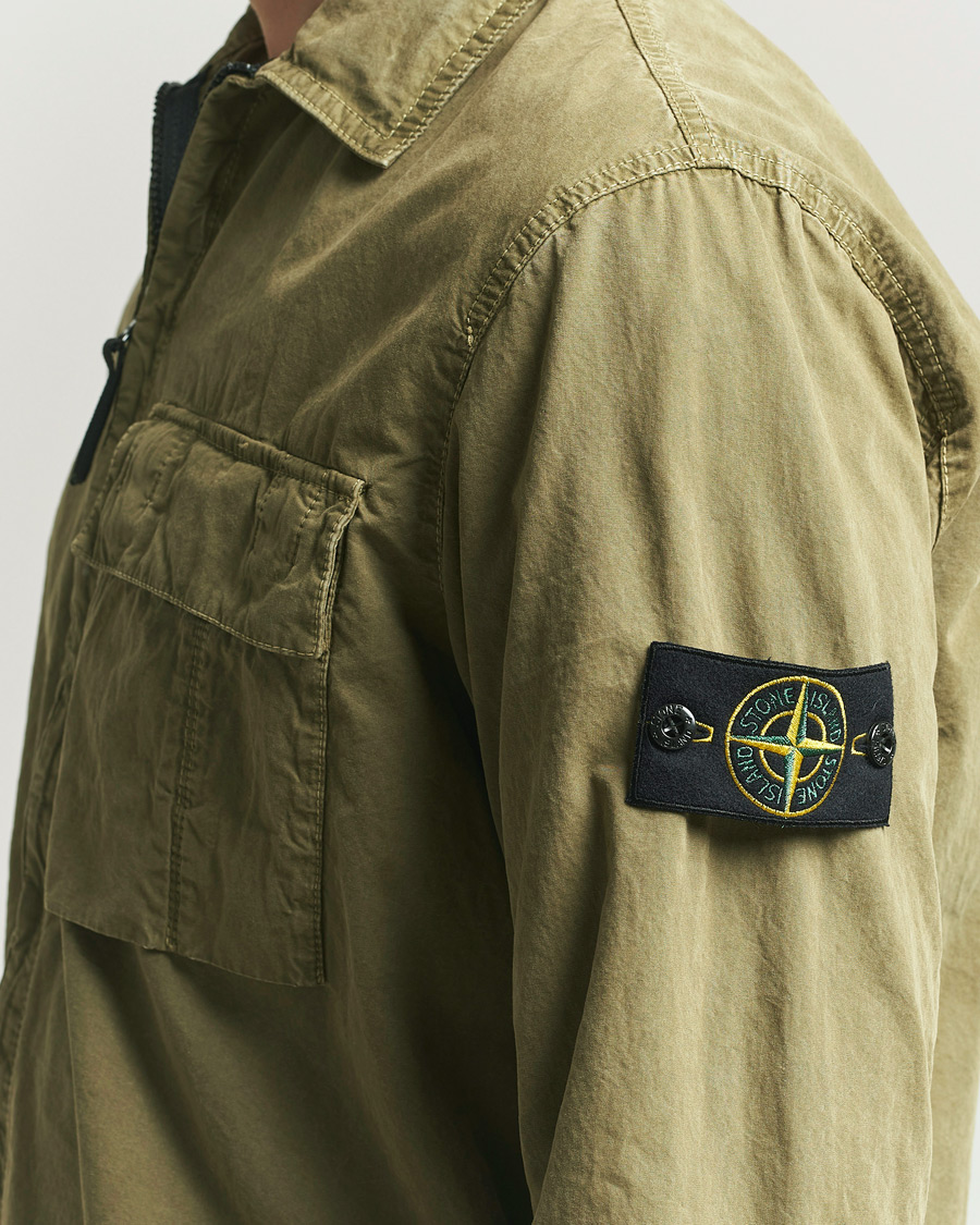 Mies | Kauluspaidat | Stone Island | Brushed Cotton Canvas Zip Overshirt Military Green