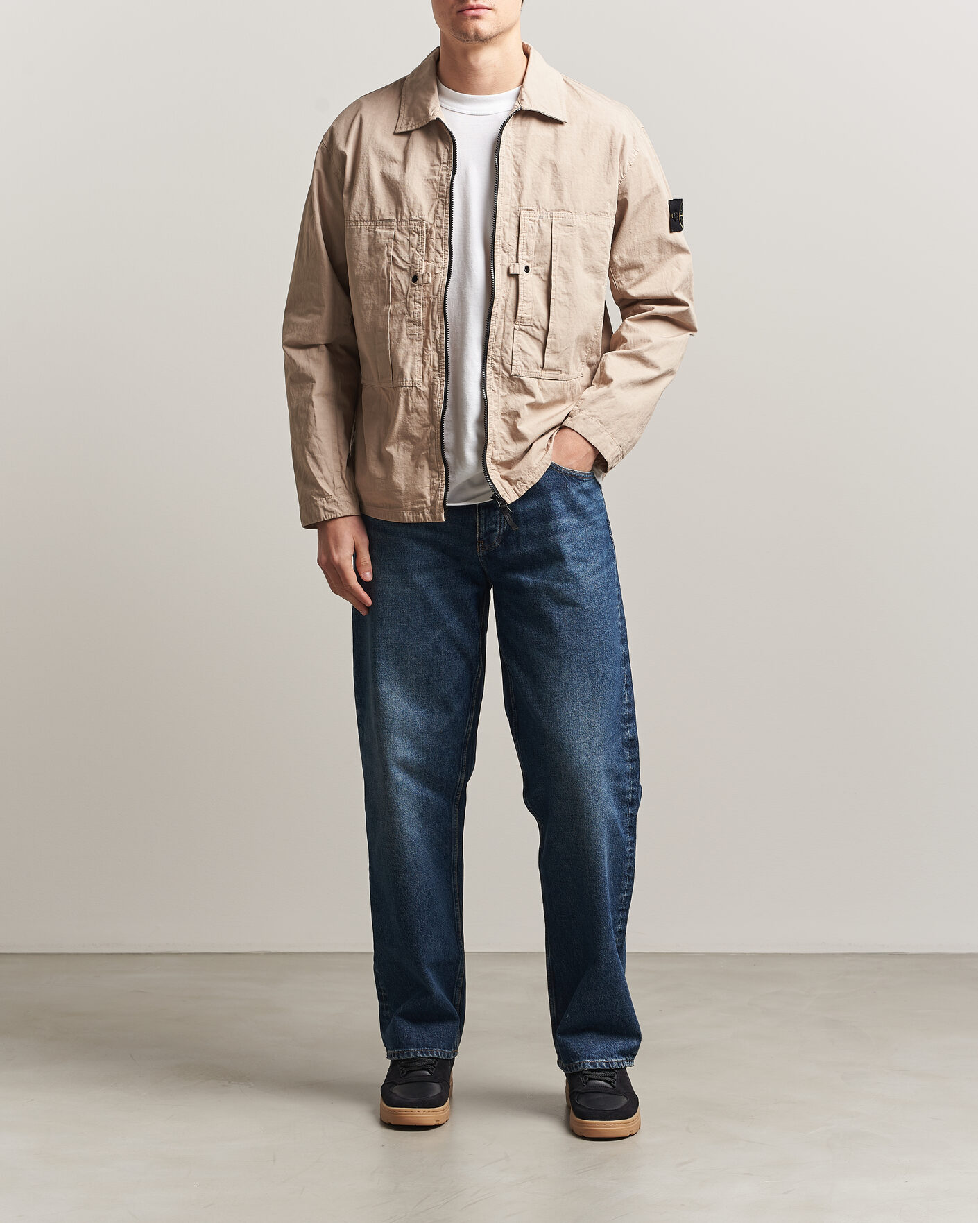 Mies | Kauluspaidat | Stone Island | Cotton Ripstop Zip Overshirt Desert