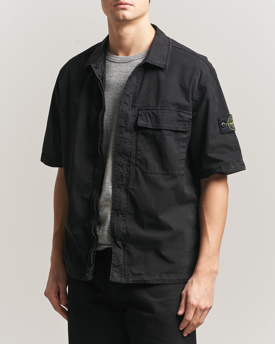 Mies | Kauluspaidat | Stone Island | Organic Cotton Twill Short Sleeve Shirt Black