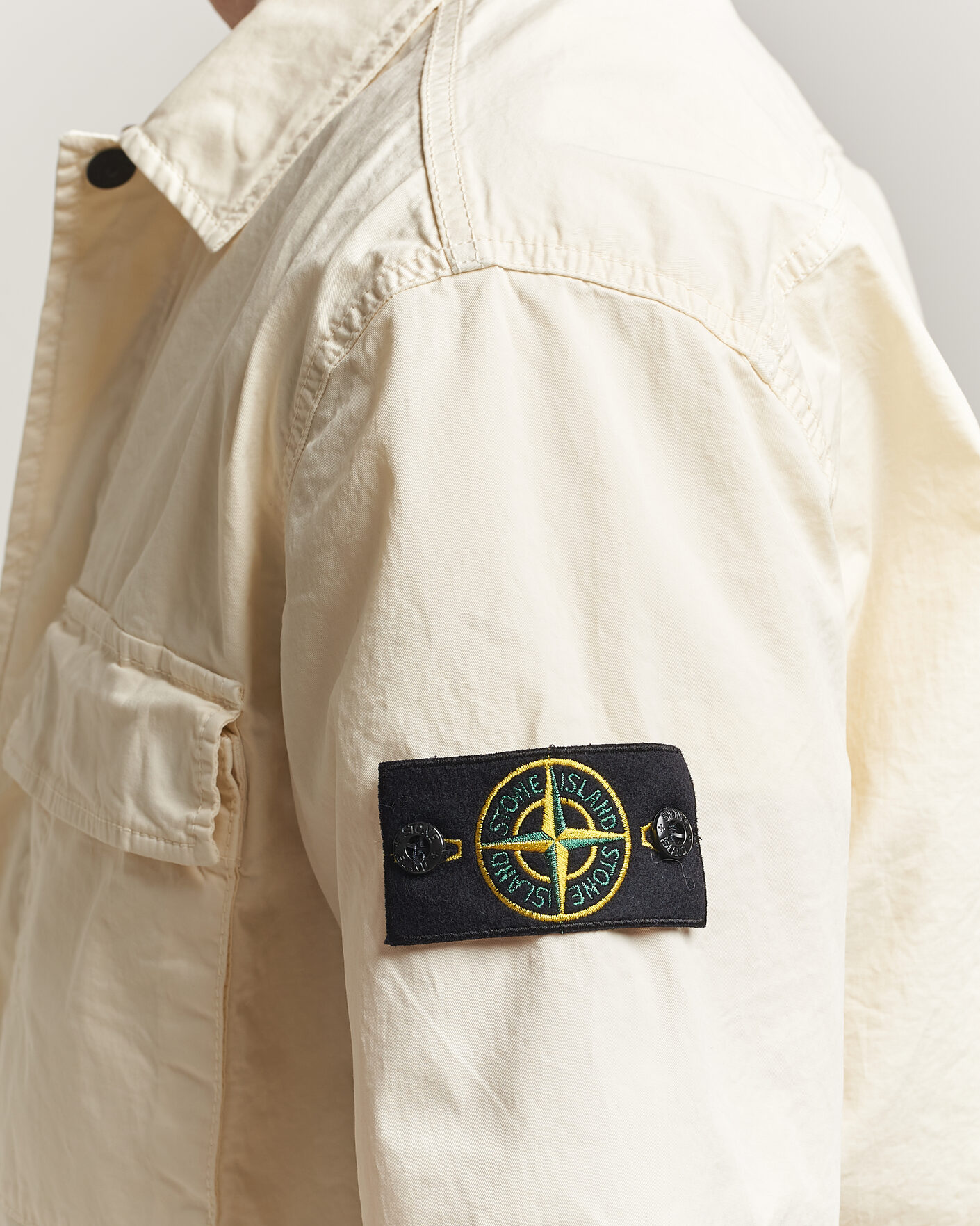 Mies | Kauluspaidat | Stone Island | Organic Cotton Twill Short Sleeve Shirt Ivory