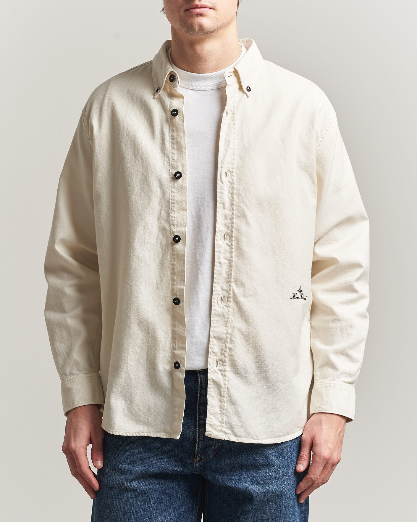 Mies | Kauluspaidat | Stone Island | Organic Cotton Oxford Shirt Ivory