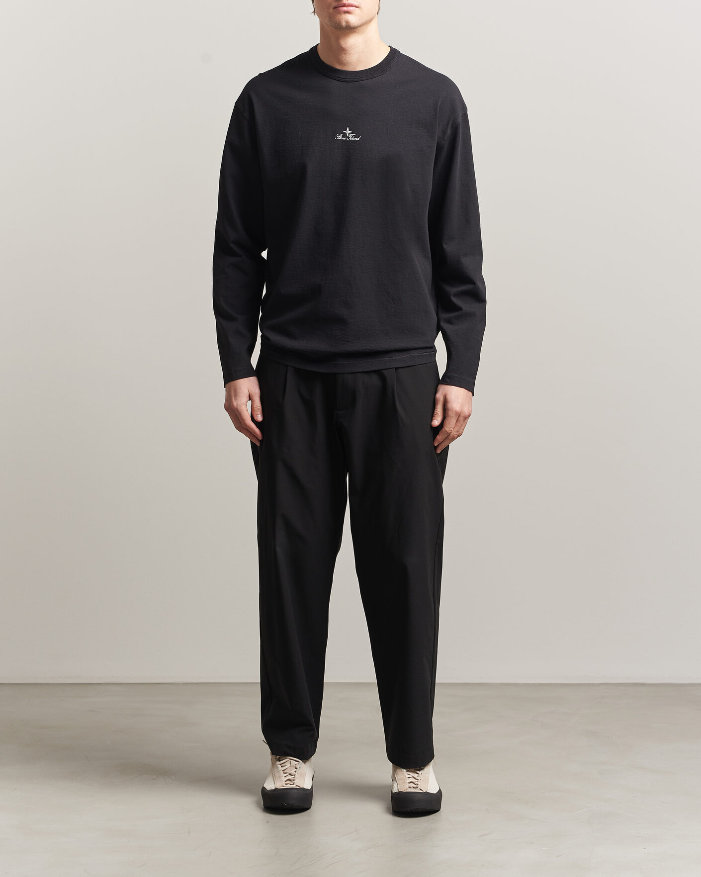 Mies | T-paidat | Stone Island | Organic Cotton Jersey Long Sleeve Logo T-Shirt Black