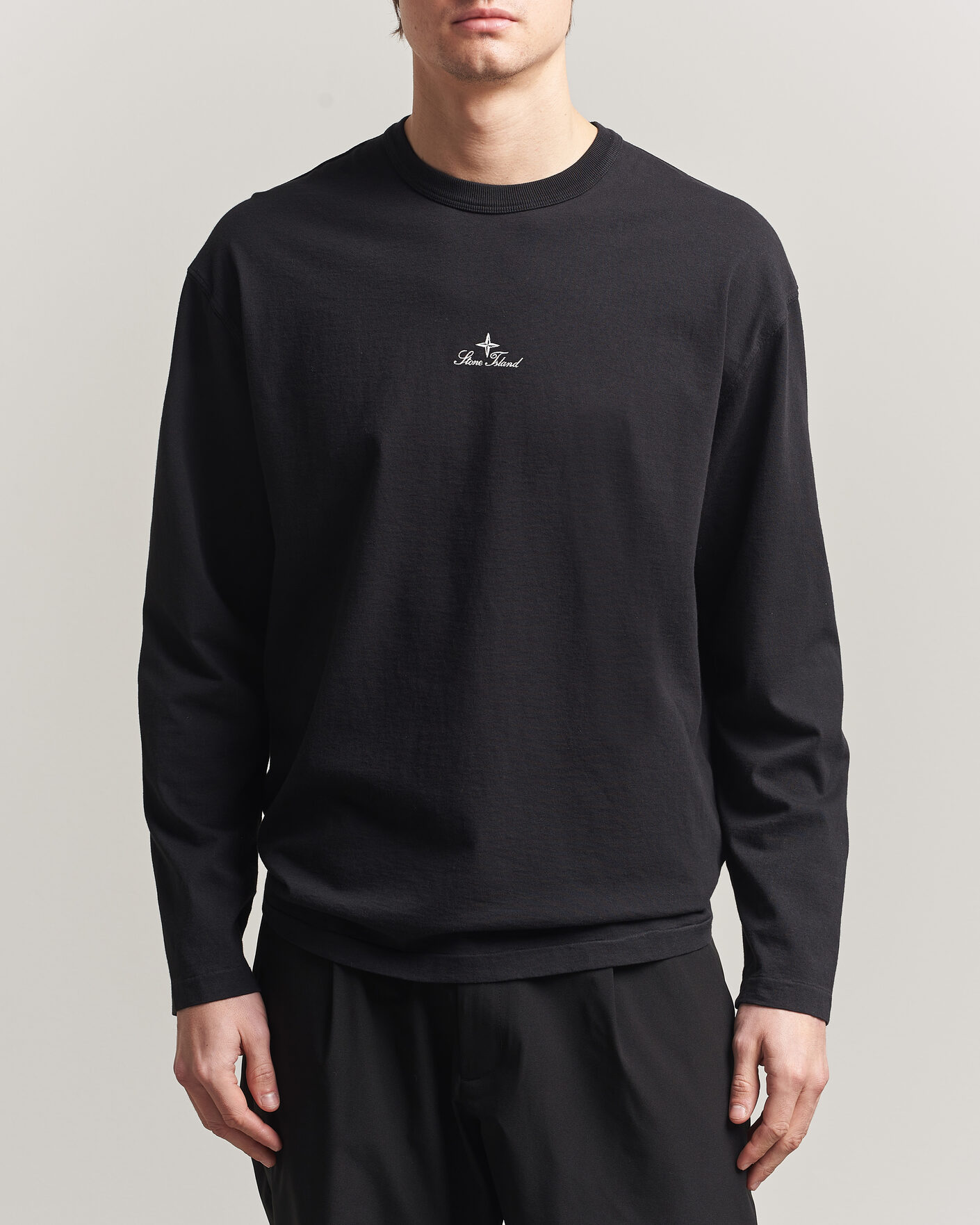 Mies | T-paidat | Stone Island | Organic Cotton Jersey Long Sleeve Logo T-Shirt Black