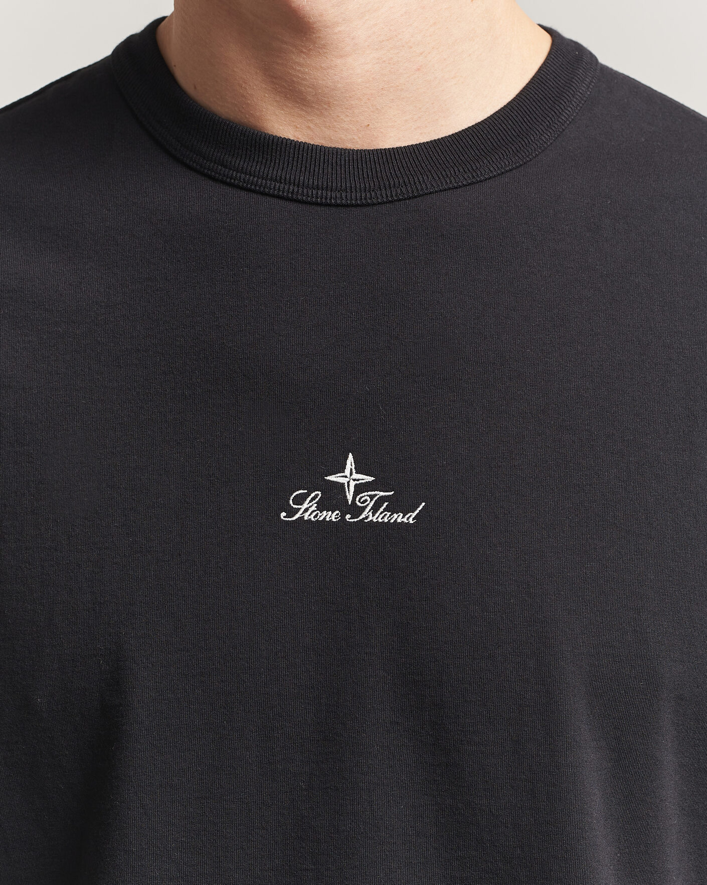 Mies | T-paidat | Stone Island | Organic Cotton Jersey Long Sleeve Logo T-Shirt Black