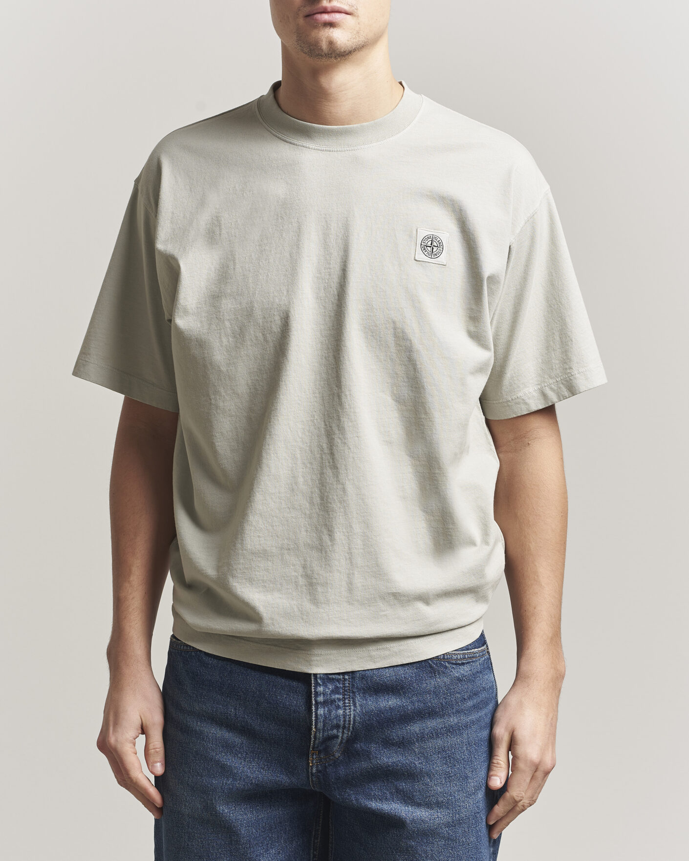 Mies | T-paidat | Stone Island | Combed Organic Cotton T-Shirt Pearl Grey