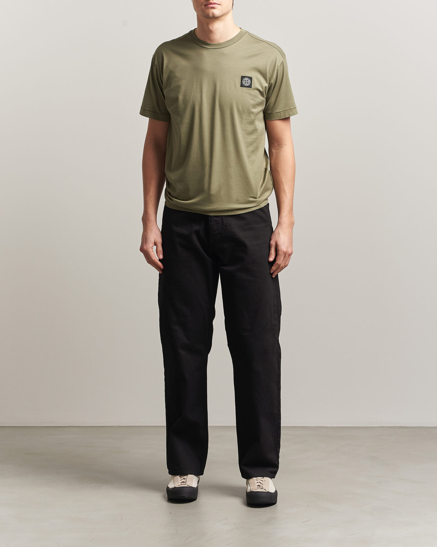 Mies | T-paidat | Stone Island | Garment Dyed Cotton Jersey T-Shirt Military Green