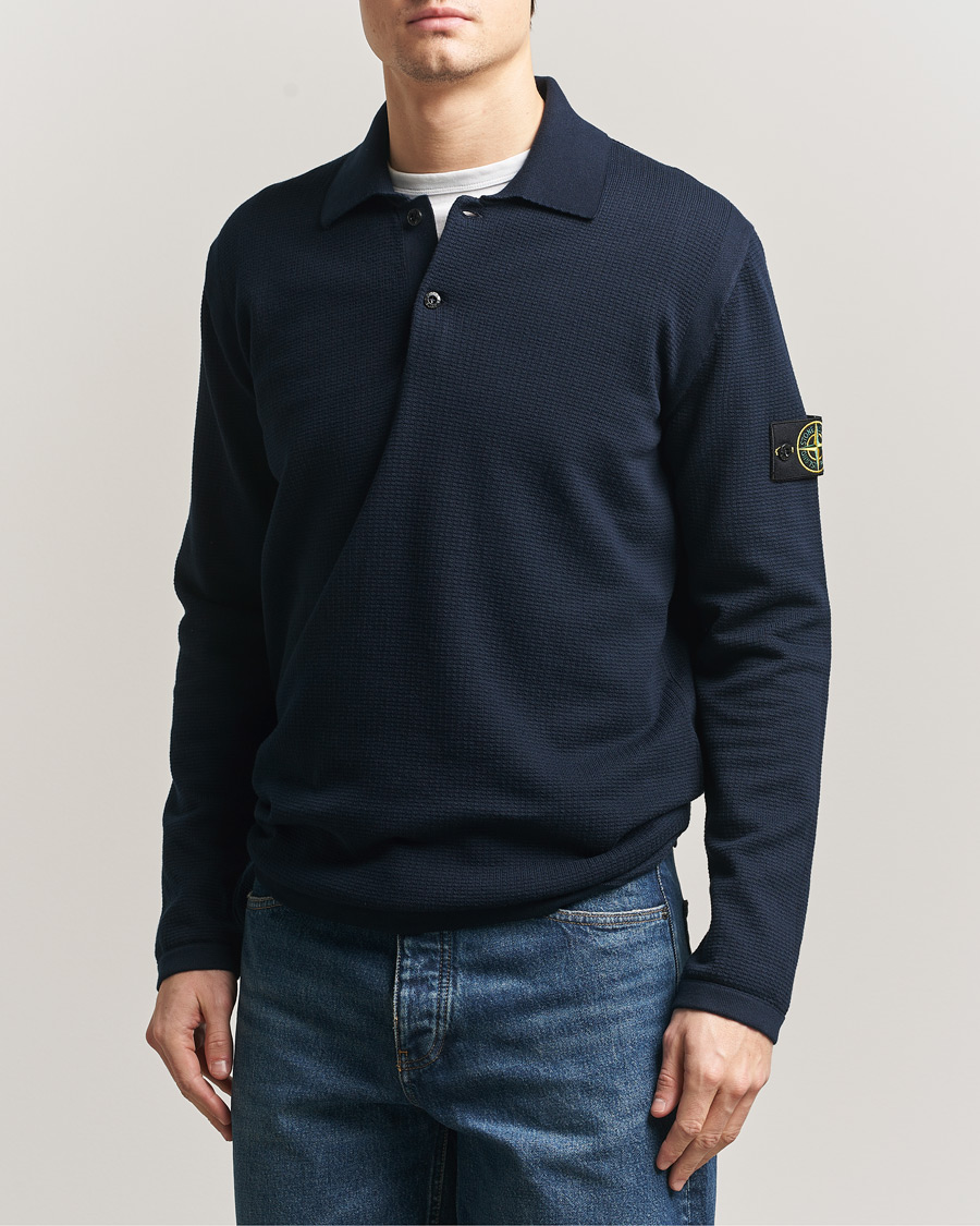 Mies | Puserot | Stone Island | Micro Stitch Knitted Cotton Polo Navy
