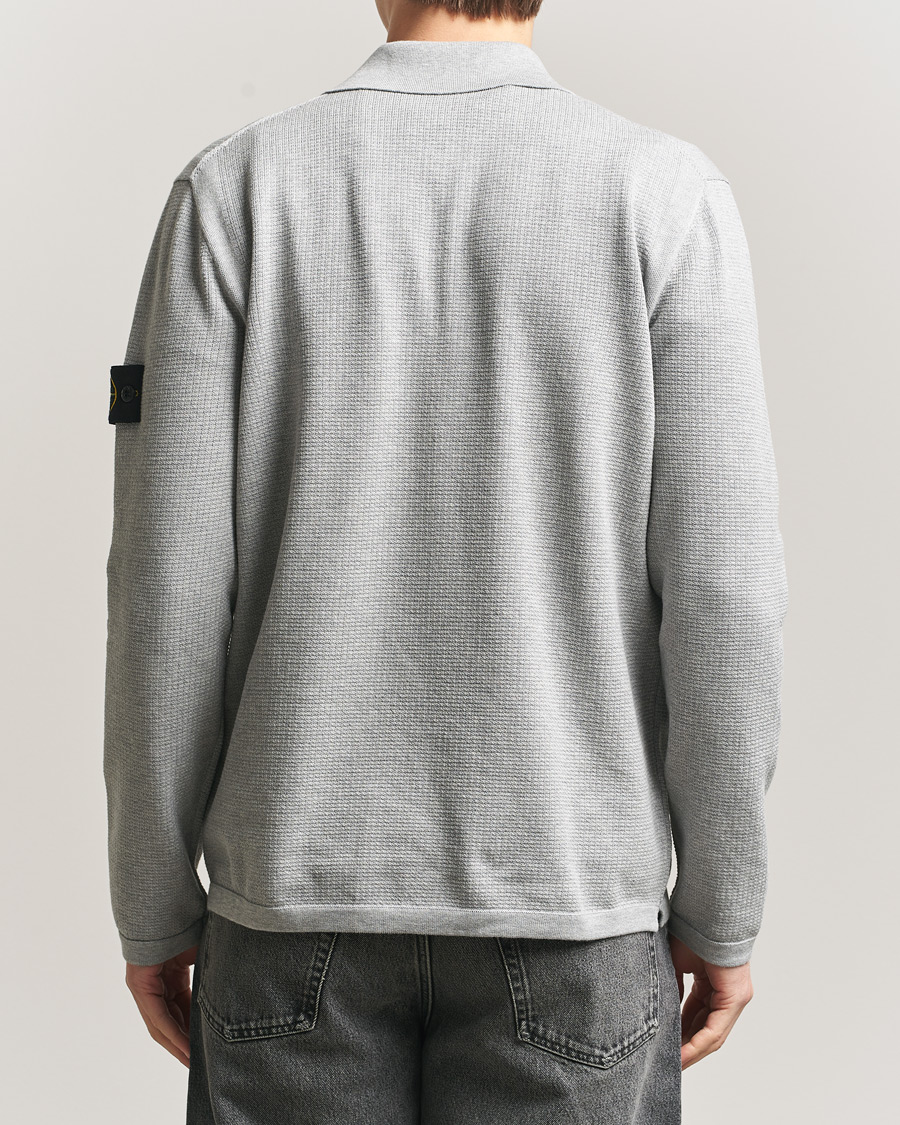Mies | Puserot | Stone Island | Micro Stitch Knitted Cotton Polo Melange Pearl Grey