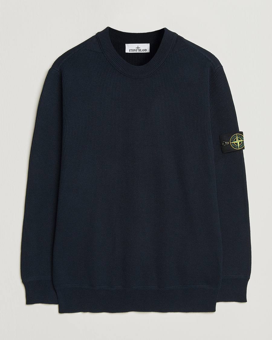 Mies | Puserot | Stone Island | Ribbed Soft Organic Cotton Crewneck Navy