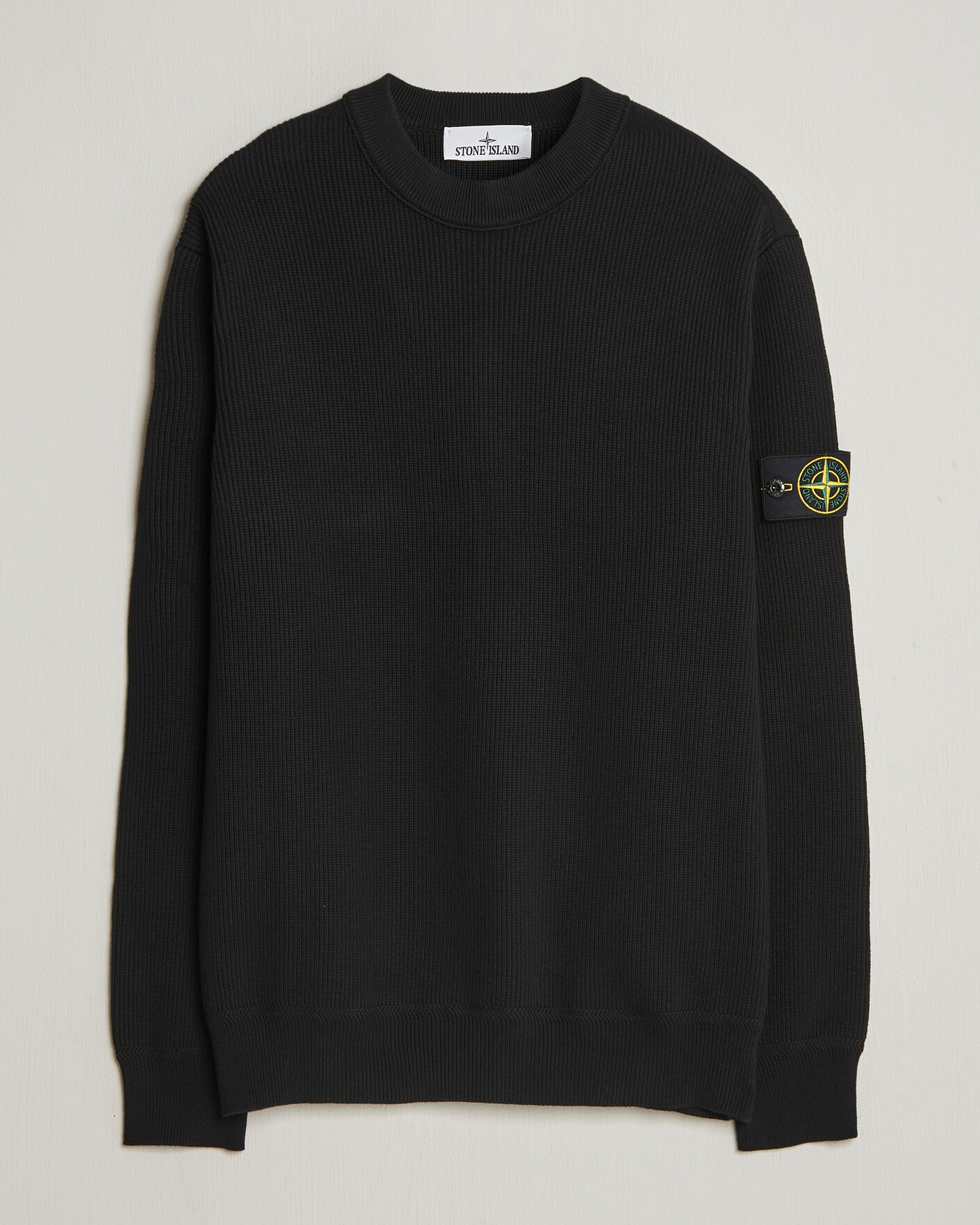 Mies | Puserot | Stone Island | Ribbed Soft Organic Cotton Crewneck Black