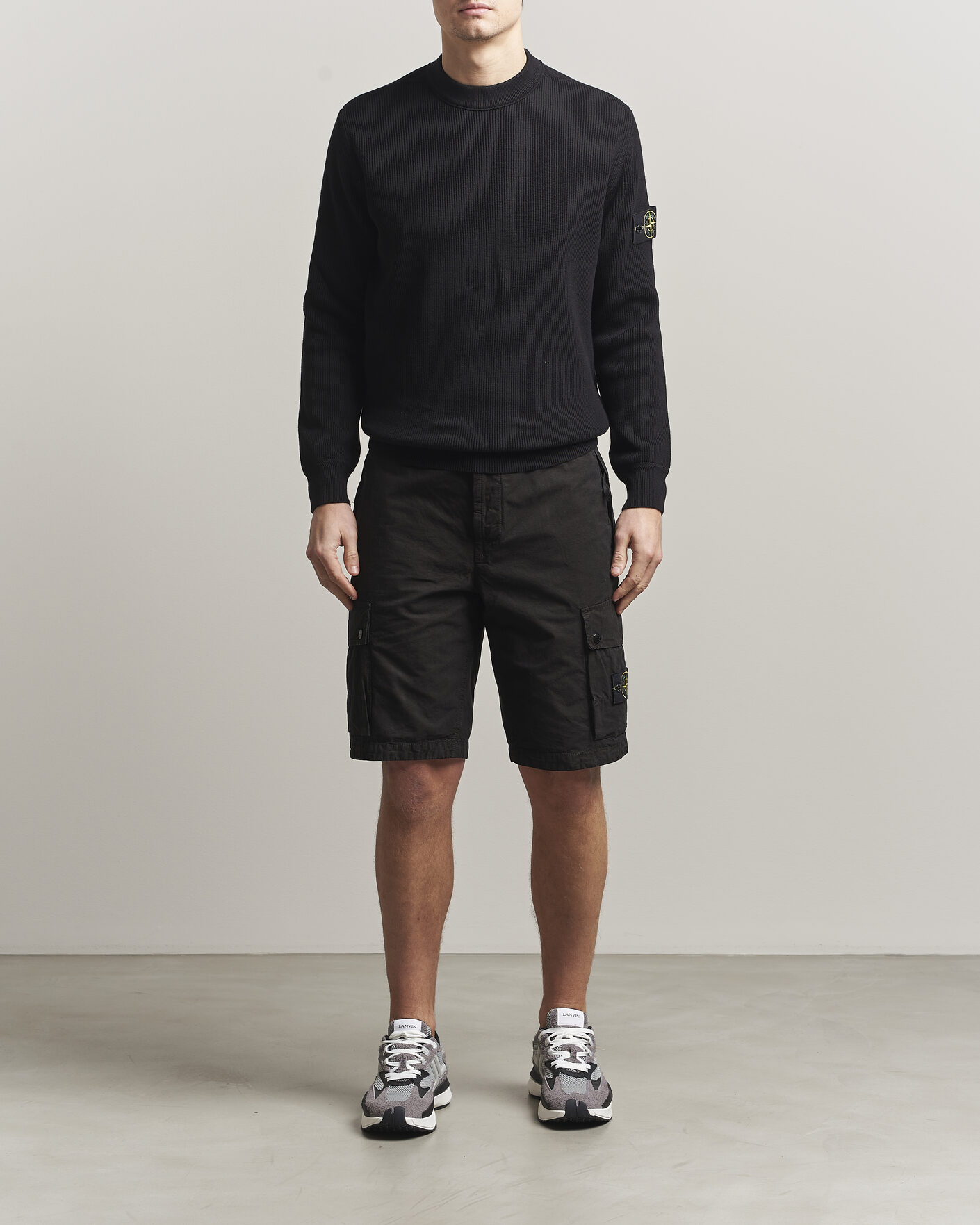 Mies | Puserot | Stone Island | Ribbed Soft Organic Cotton Crewneck Black
