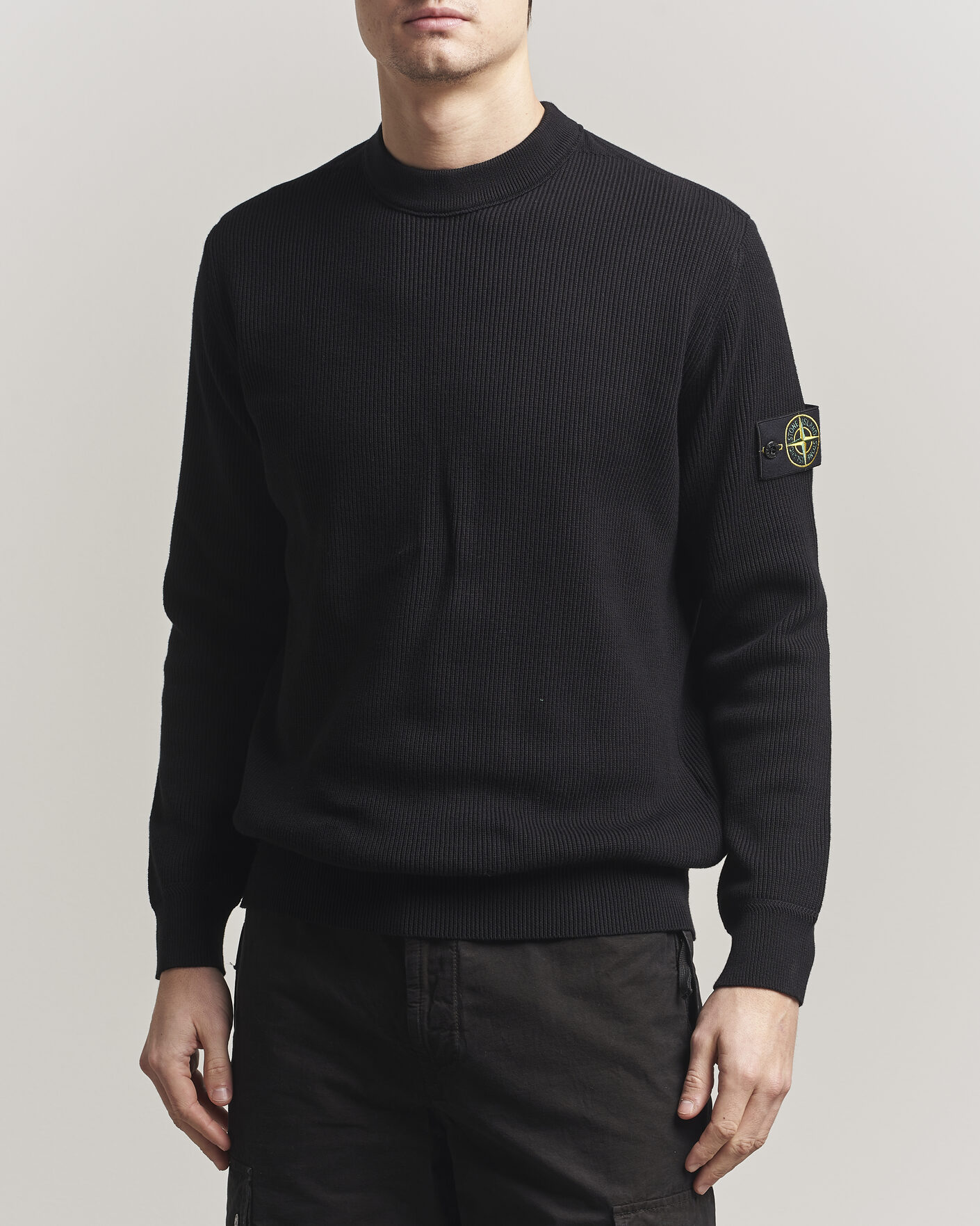 Mies | Puserot | Stone Island | Ribbed Soft Organic Cotton Crewneck Black
