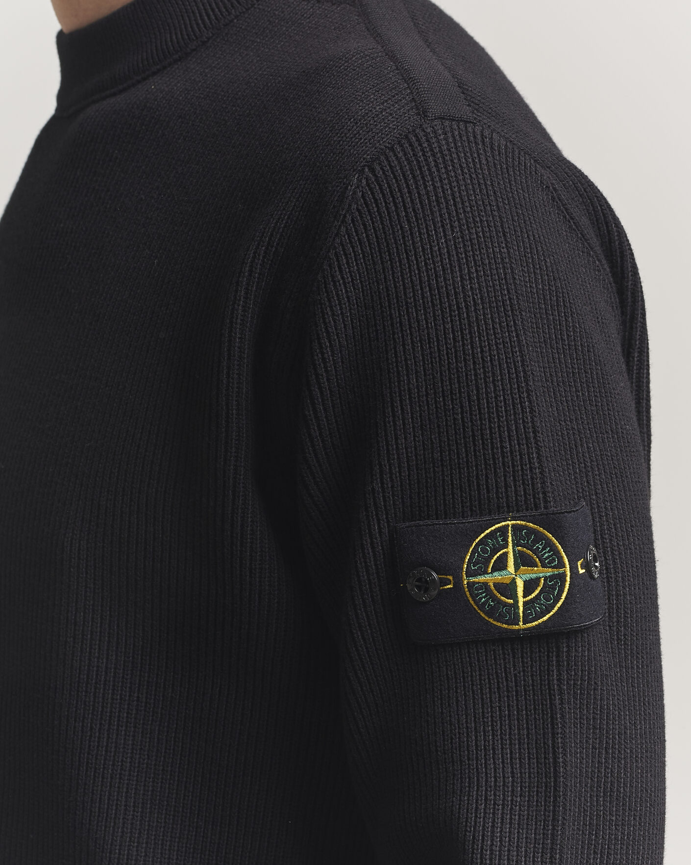 Mies | Puserot | Stone Island | Ribbed Soft Organic Cotton Crewneck Black