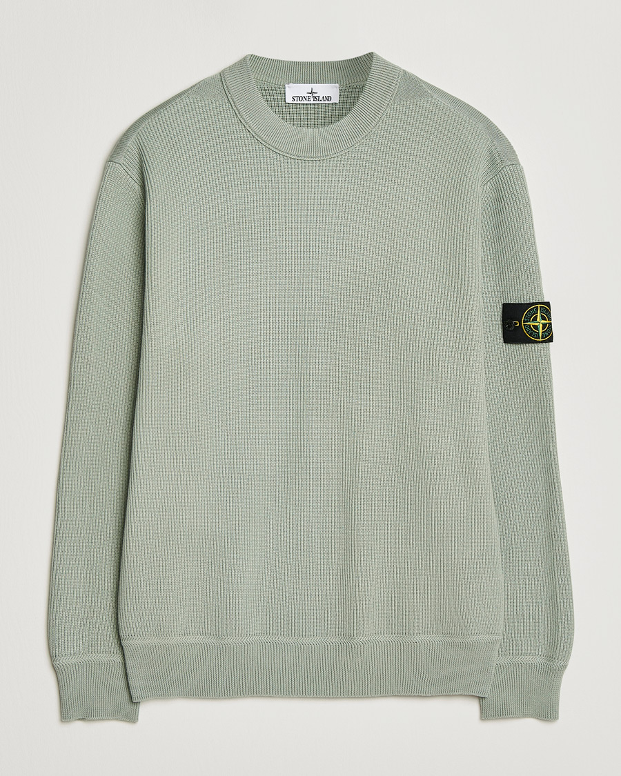 Mies | Puserot | Stone Island | Ribbed Soft Organic Cotton Crewneck Sage
