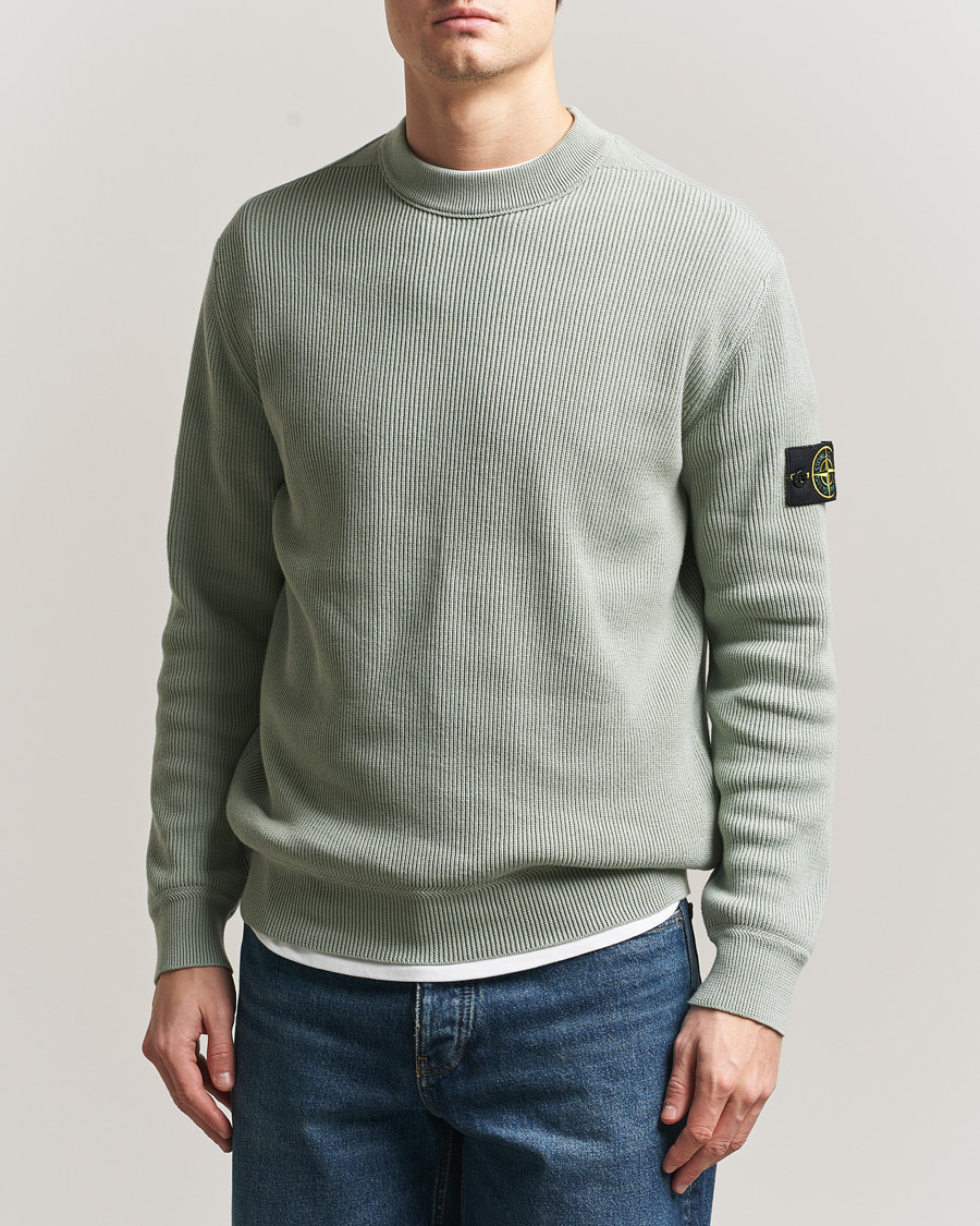 Mies | Puserot | Stone Island | Ribbed Soft Organic Cotton Crewneck Sage