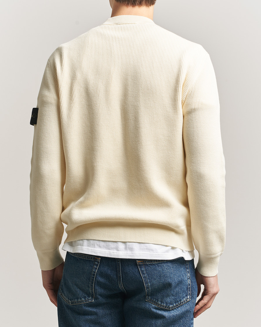 Mies | Puserot | Stone Island | Ribbed Soft Organic Cotton Crewneck Ivory