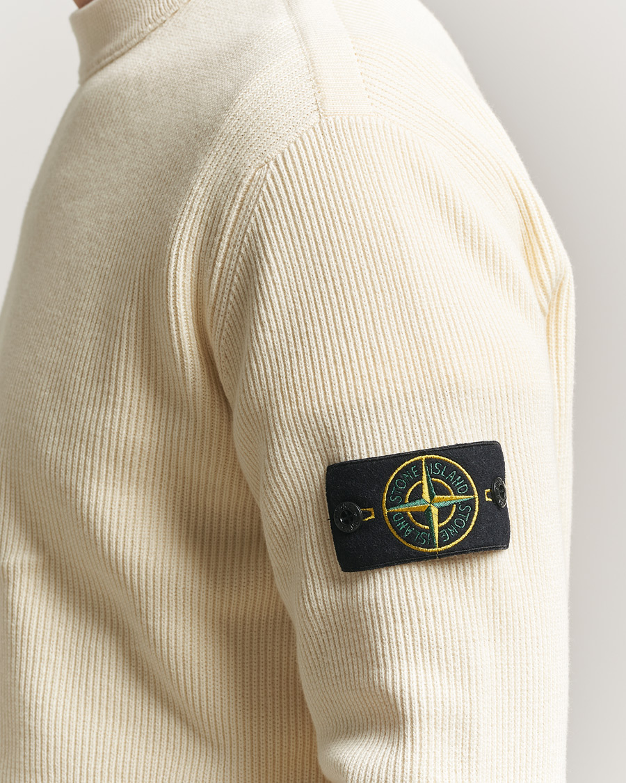 Mies | Puserot | Stone Island | Ribbed Soft Organic Cotton Crewneck Ivory