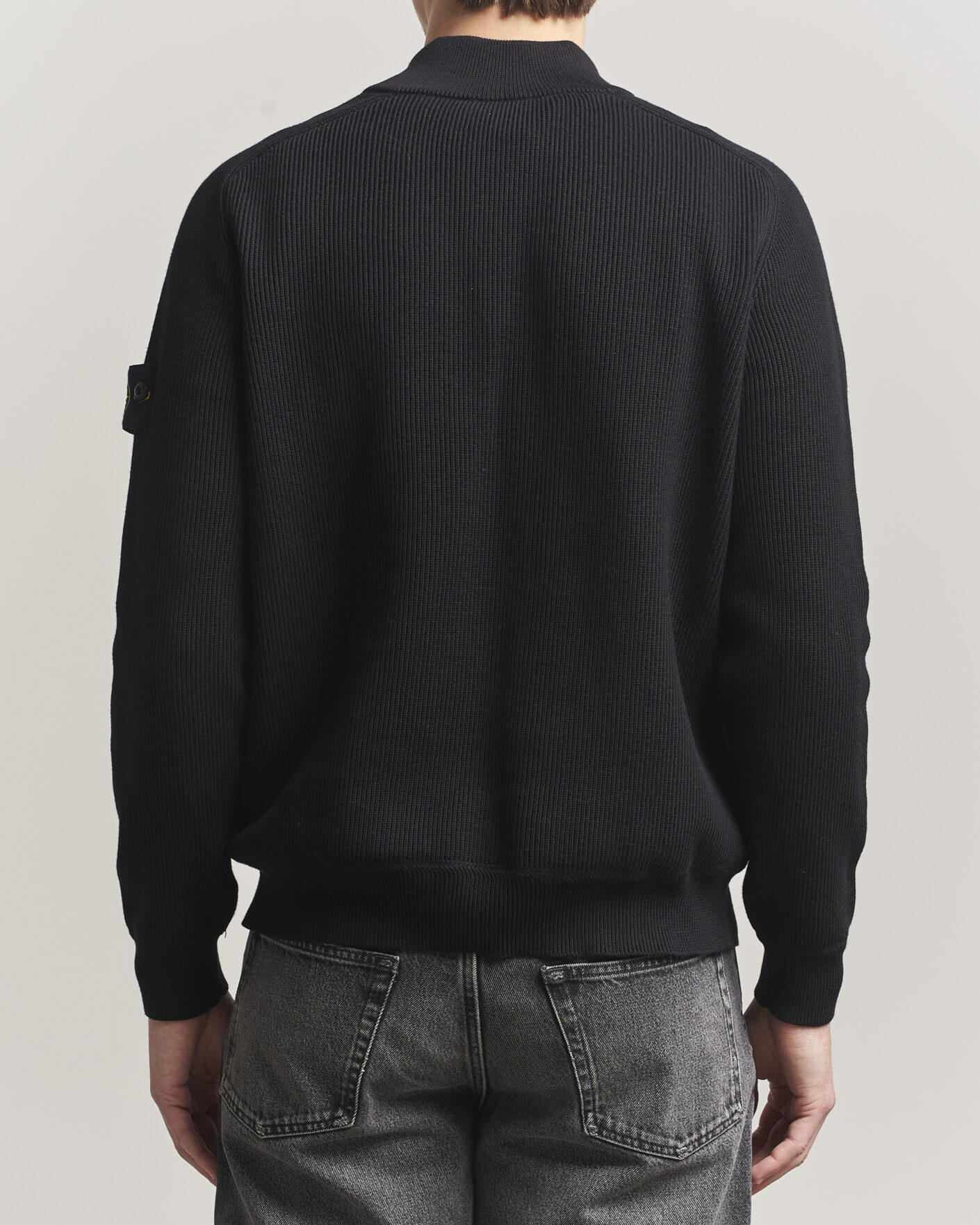 Mies | Puserot | Stone Island | Ribbed Soft Organic Cotton Half Zip Black