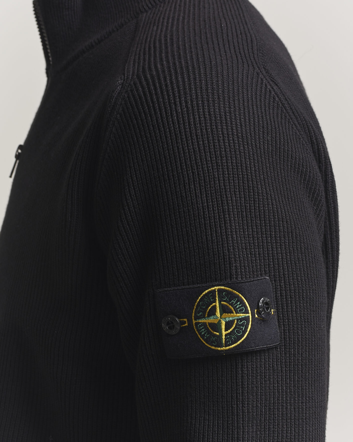 Mies | Puserot | Stone Island | Ribbed Soft Organic Cotton Half Zip Black