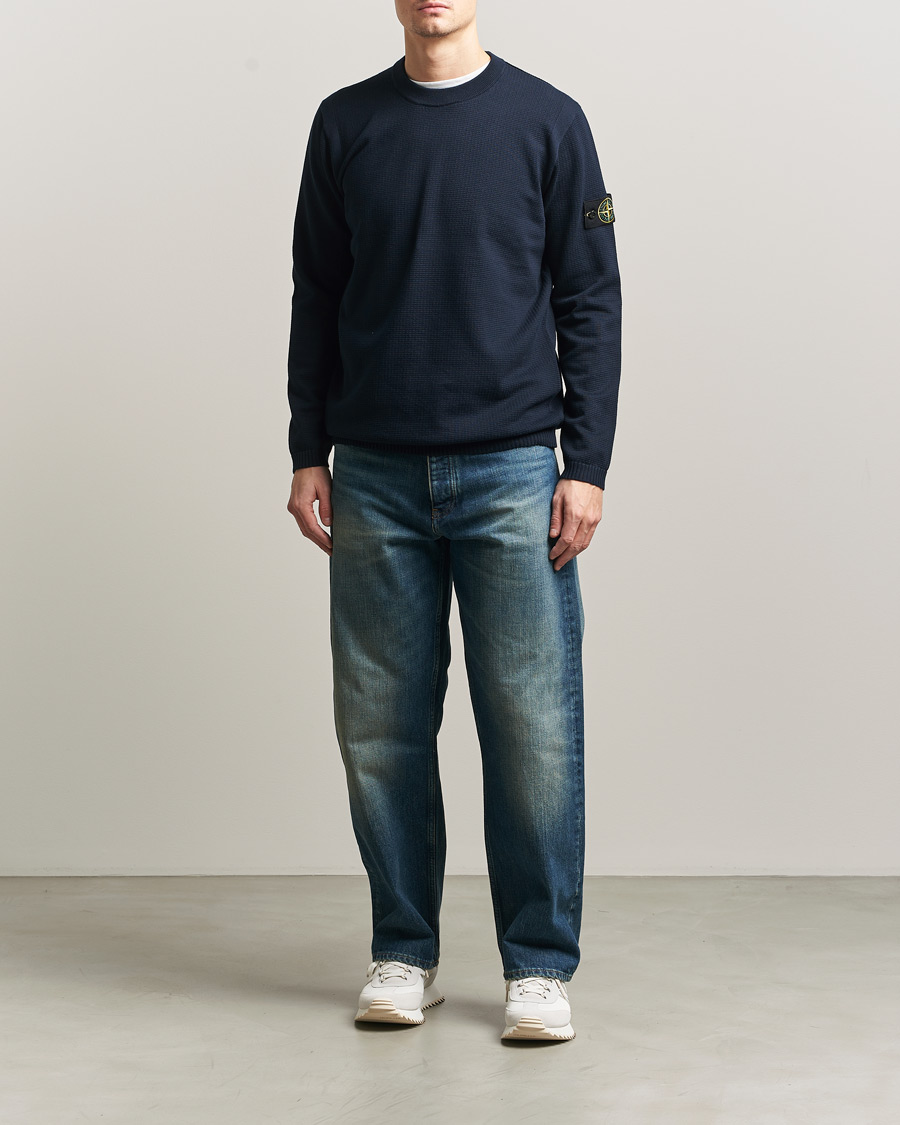 Mies | Puserot | Stone Island | Micro Stitch Soft Organic Cotton Crewneck Navy