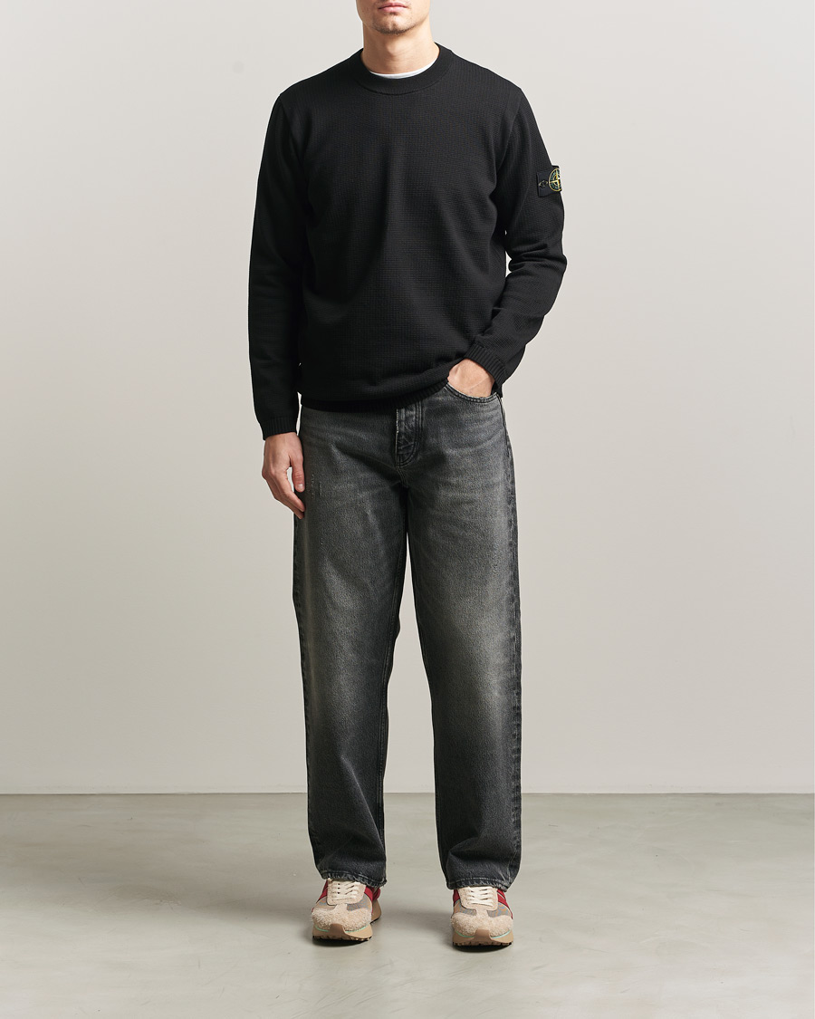 Mies | Puserot | Stone Island | Micro Stitch Soft Organic Cotton Crewneck Black