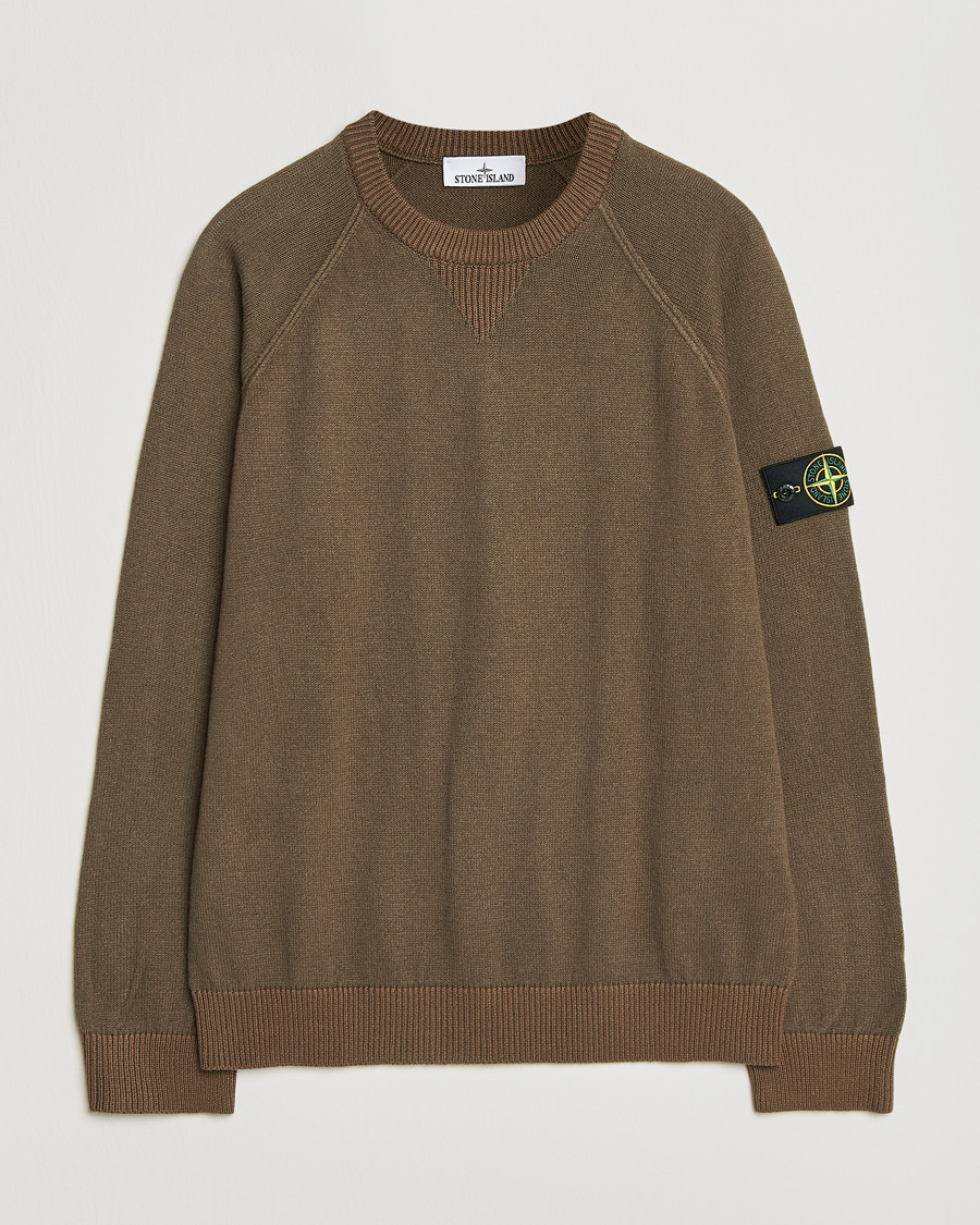 Mies | Puserot | Stone Island | Raw Hand Organic Cotton Raglan Crewneck Umber