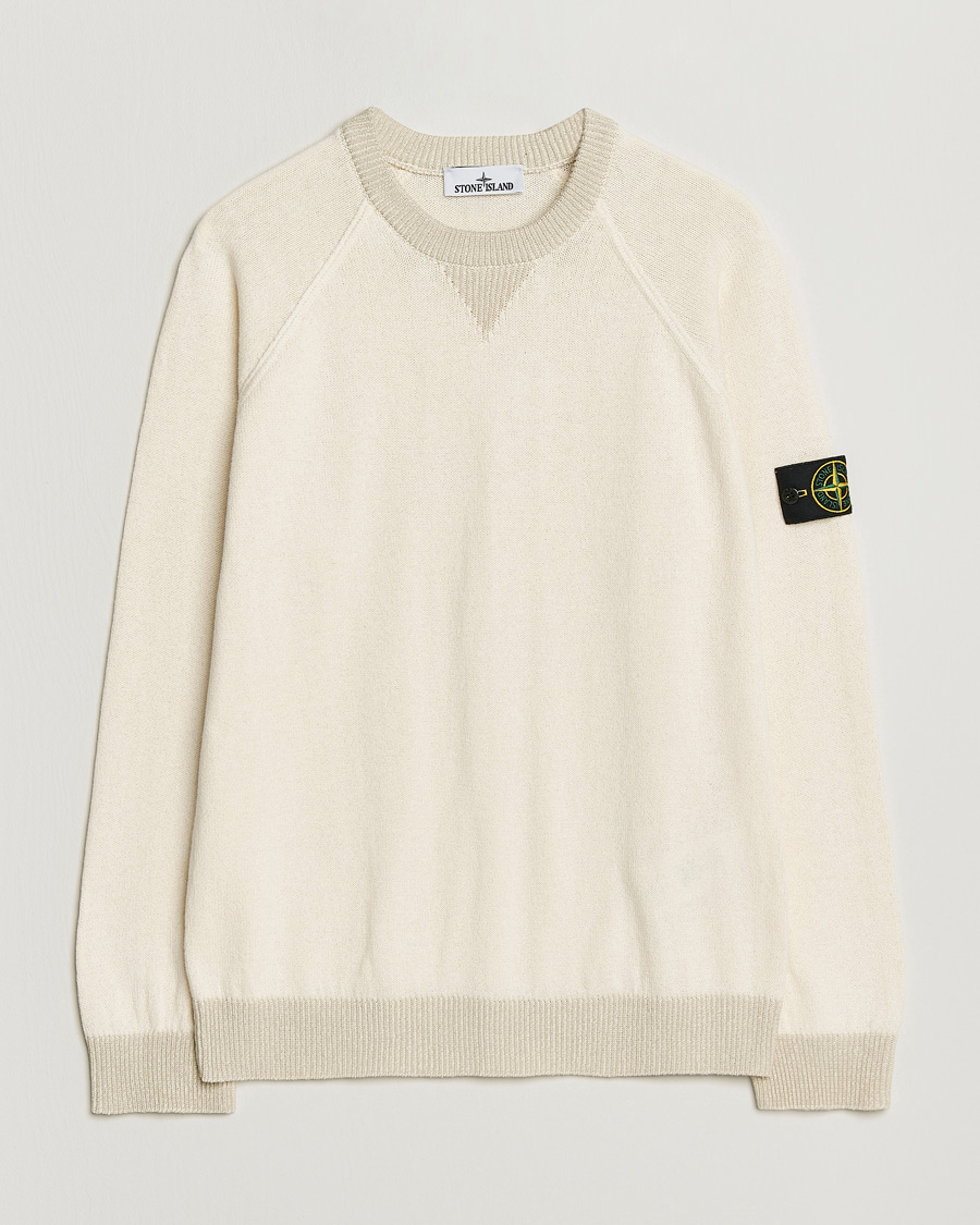 Mies | Puserot | Stone Island | Raw Hand Organic Cotton Raglan Crewneck Ivory