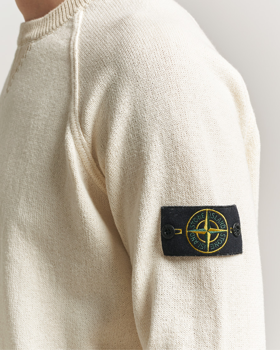 Mies | Puserot | Stone Island | Raw Hand Organic Cotton Raglan Crewneck Ivory