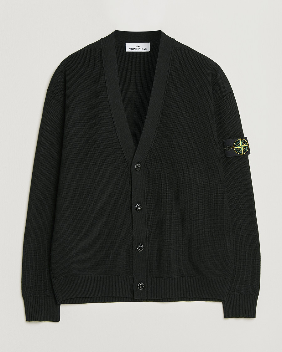 Mies | Puserot | Stone Island | Ribbed Soft Organic Cotton Cardigan Black