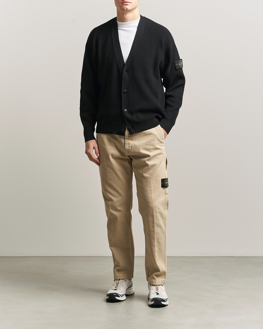 Mies | Puserot | Stone Island | Ribbed Soft Organic Cotton Cardigan Black
