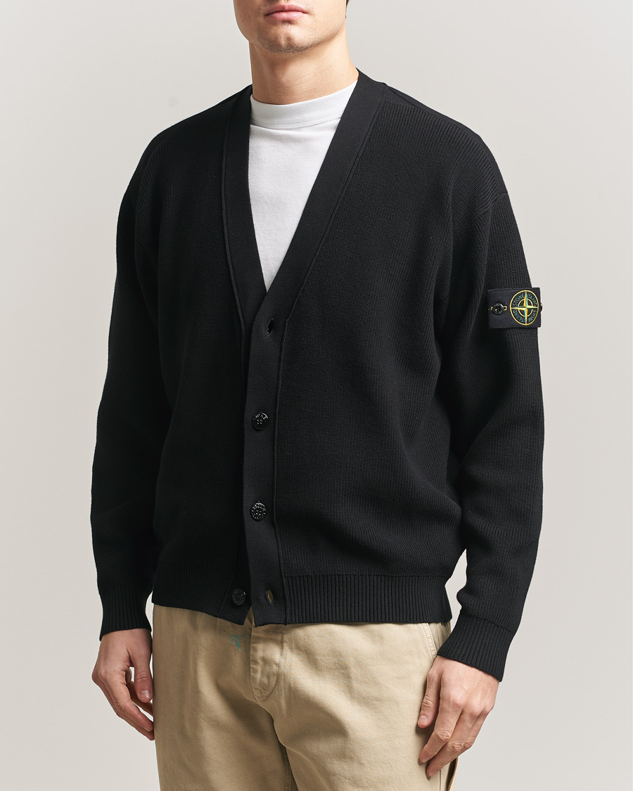Mies | Puserot | Stone Island | Ribbed Soft Organic Cotton Cardigan Black