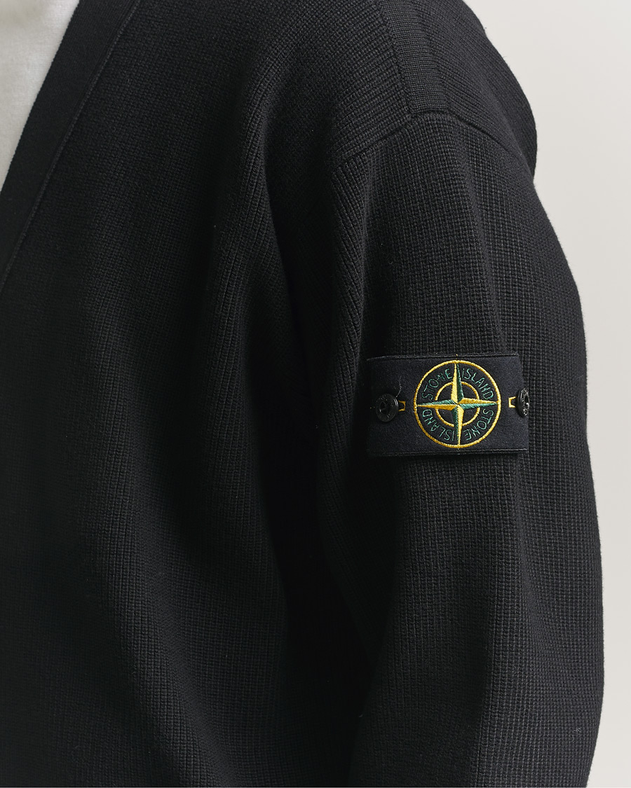 Mies | Puserot | Stone Island | Ribbed Soft Organic Cotton Cardigan Black