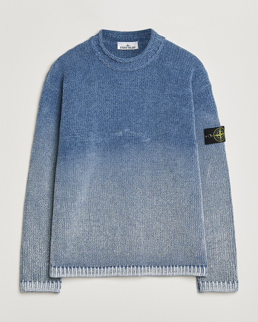 Mies | Puserot | Stone Island | Cotton Chenille Degrade Print Crewneck Dark Blue