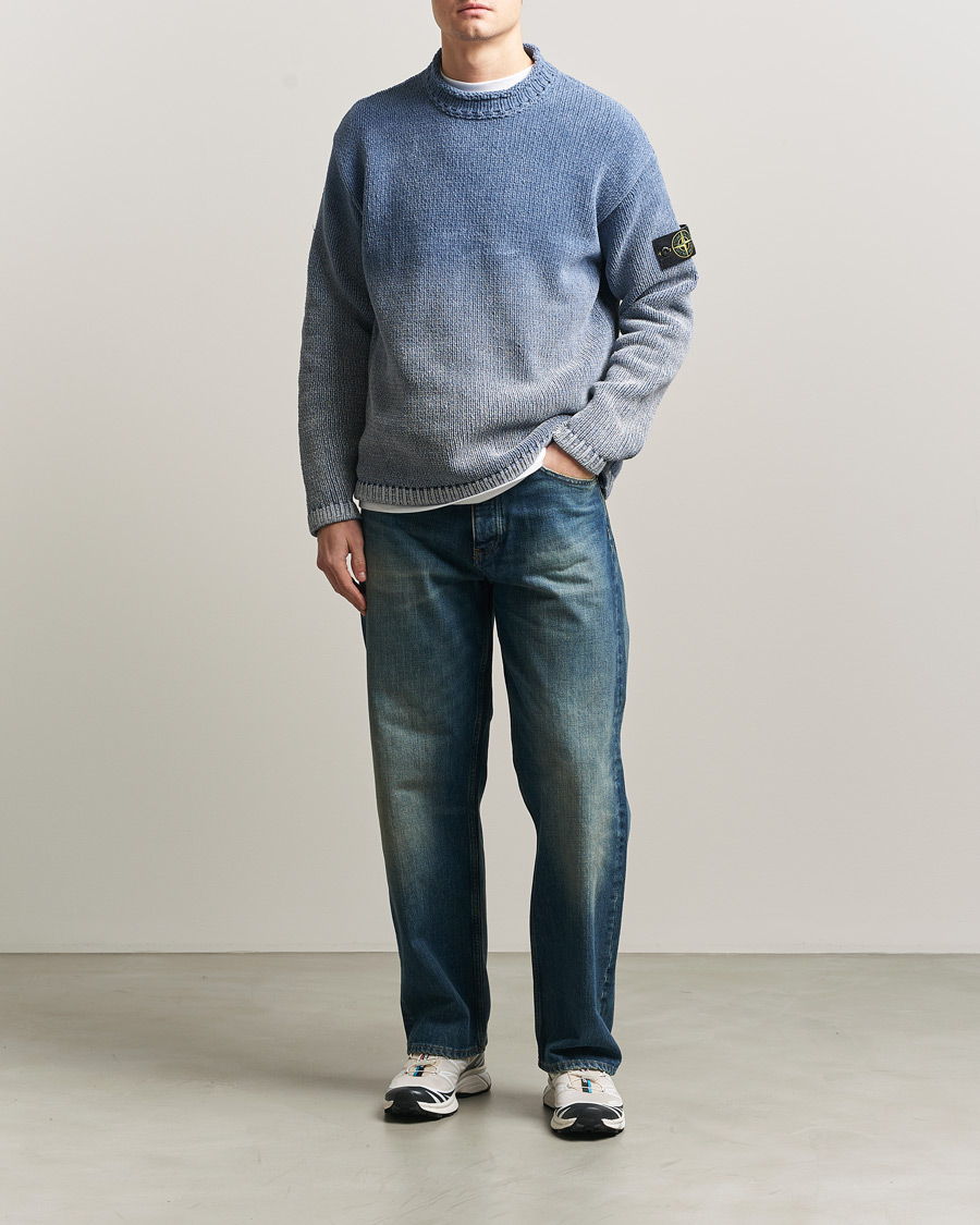 Mies | Puserot | Stone Island | Cotton Chenille Degrade Print Crewneck Dark Blue