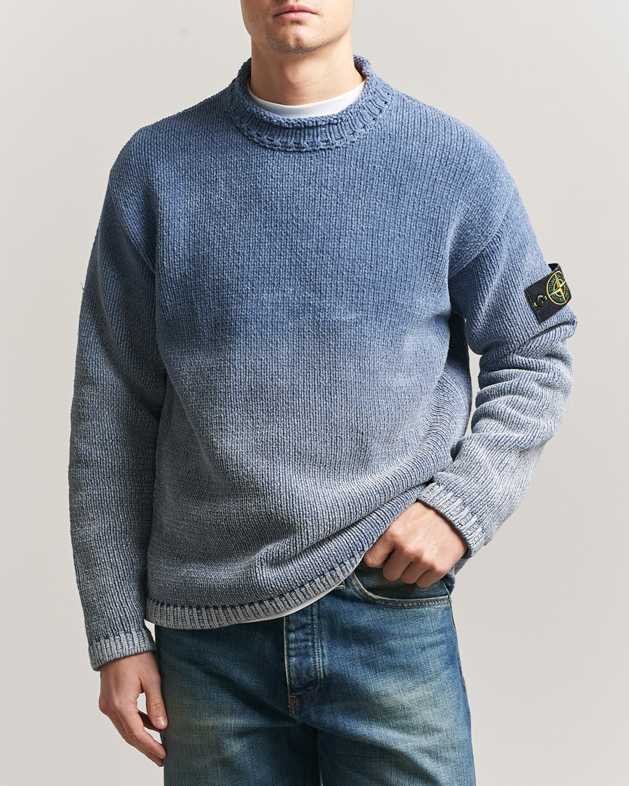 Mies | Puserot | Stone Island | Cotton Chenille Degrade Print Crewneck Dark Blue