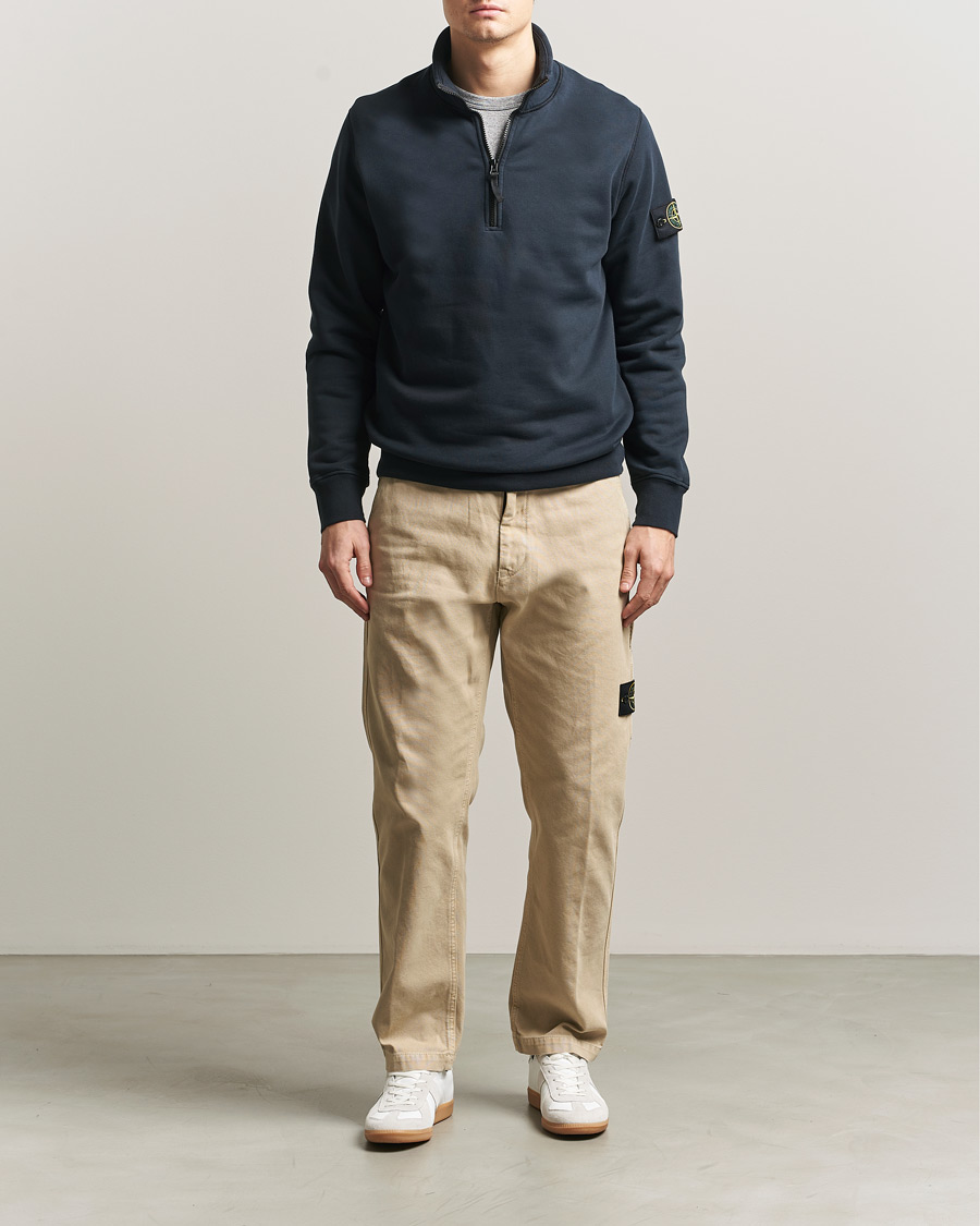 Mies | Puserot | Stone Island | Garment Dyed Fleece Half Zip Navy