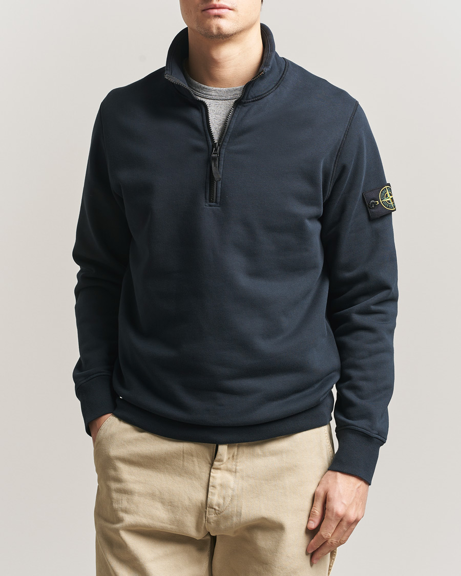Mies | Puserot | Stone Island | Garment Dyed Fleece Half Zip Navy