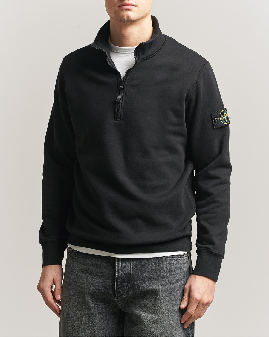 Mies | Puserot | Stone Island | Garment Dyed Fleece Half Zip Black