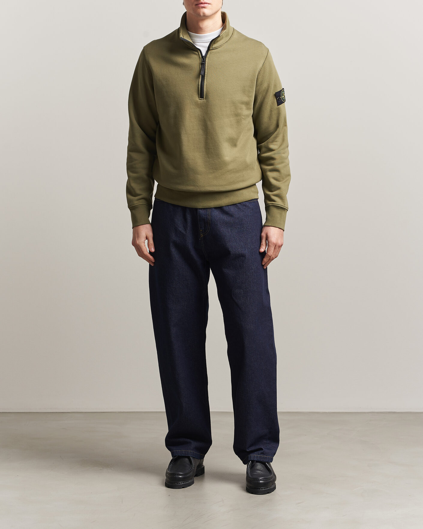 Mies | Puserot | Stone Island | Garment Dyed Fleece Half Zip Military Green