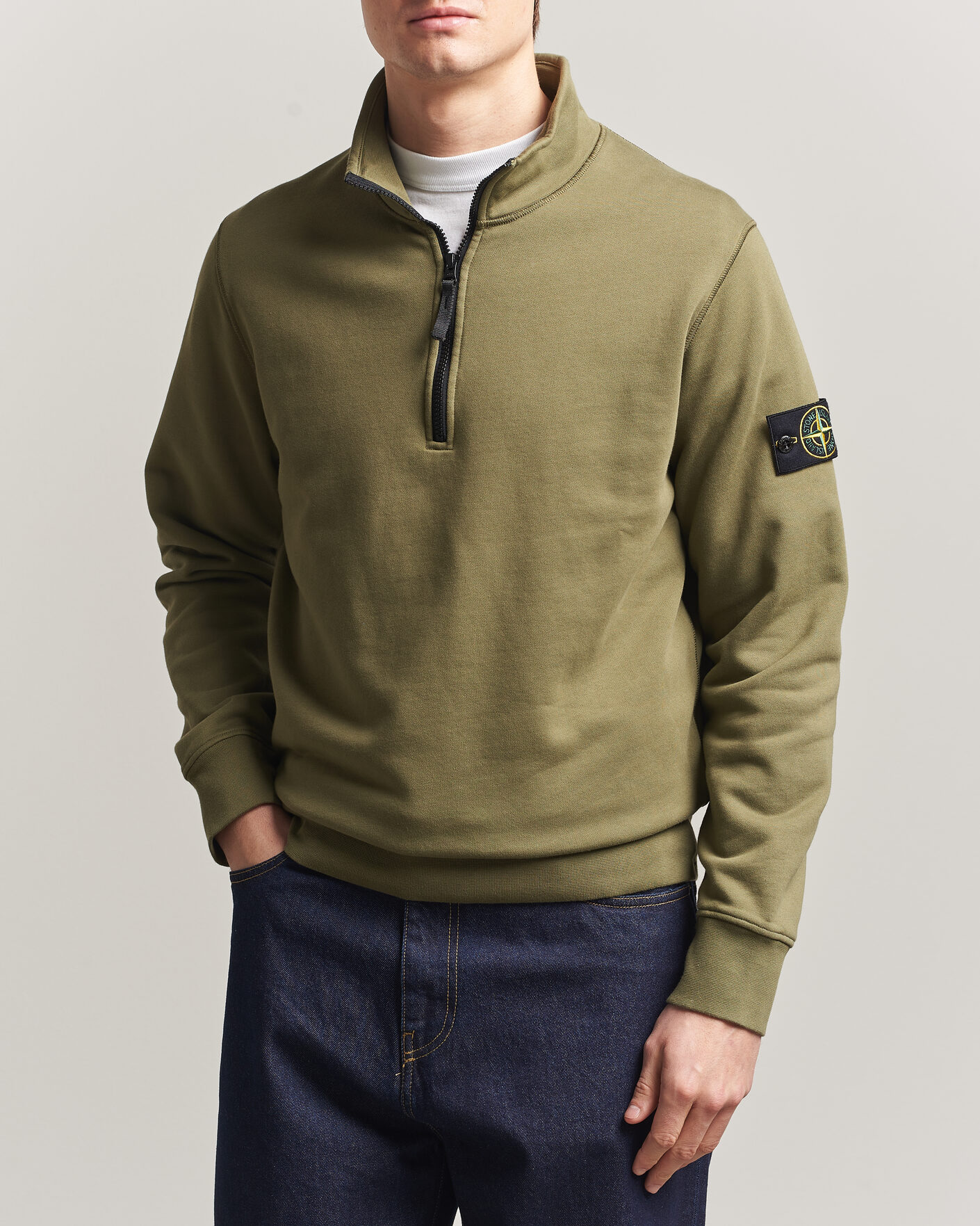 Mies | Puserot | Stone Island | Garment Dyed Fleece Half Zip Military Green