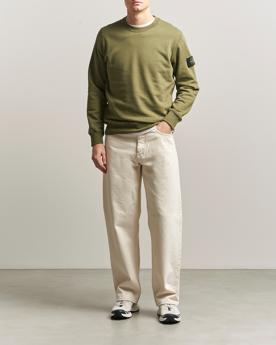 Mies | Puserot | Stone Island | Garment Dyed Fleece Sweatshirt Military Green